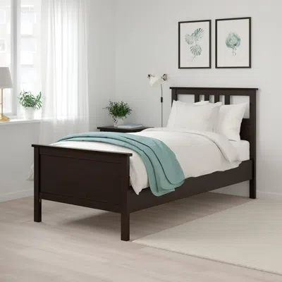 Ikea Hemnes Bed Frame, Black-brown, Twin In Multi