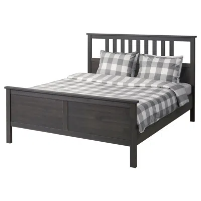 Ikea Hemnes Bed Frame, Dark Gray Stained, Queen In Black