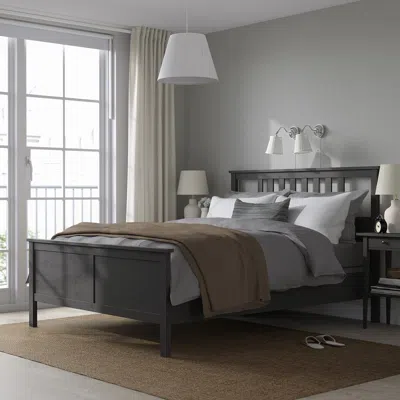 Ikea Hemnes Bed Frame, Dark Gray Stained, Queen