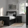 Ikea Hemnes Bed Frame With 2 Storage Boxes, Black-brown, Twin In Multi