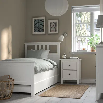 Ikea Hemnes Bed Frame With 2 Storage Boxes, White Stain, Twin