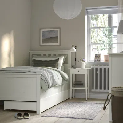 Ikea Hemnes Bed Frame With 2 Storage Boxes, White Stain, Twin