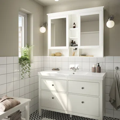 Ikea Hemnes / Orrsjön Bathroom Vanity With Sink & Faucet, White, 49x21 3/4x34 7/8 "