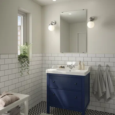 Ikea Hemnes / Rutsjön Bathroom Vanity With Sink & Faucet, Blue, 31 3/8x21 7/8x37 "