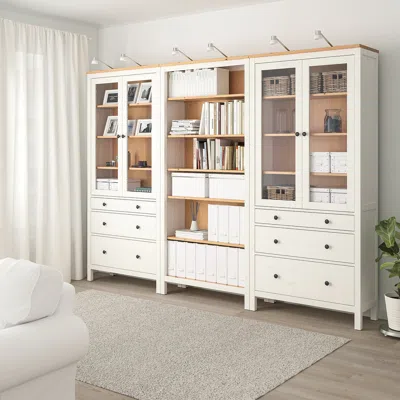 Ikea Hemnes Storage Combination With Doors/drawers, White Stain/light Brown, 106 1/4x77 1/2 "