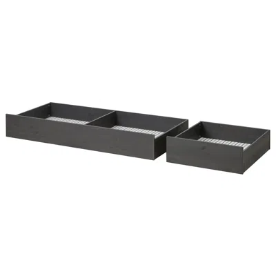 Ikea Hemnes Underbed Storage Box, Set Of 2, Dark Gray Stained, Queen/king