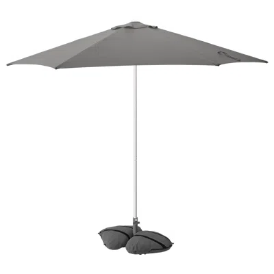 Ikea Högön / Iggön Umbrella With Base, Gray/dark Gray, 106 1/4 " In Black