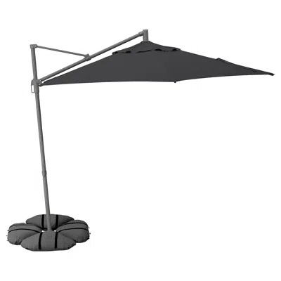 Ikea Hissö / Iggön Hanging Umbrella With Base, Anthracite/dark Gray, 118 1/8 " In Black