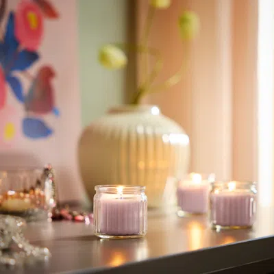 Ikea Hökgök Scented Candle In Glass, Pink Flowers Pale Pink, 12 Hr