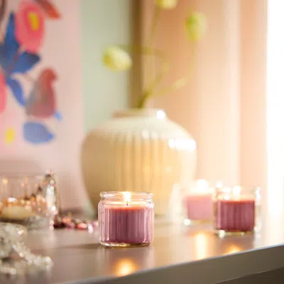 Ikea Hökgök Scented Candle In Glass, Red Berries Light Pink, 12 Hr