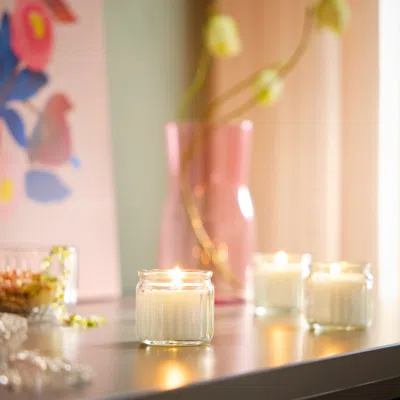 Ikea Hökgök Scented Candle In Glass, Vanilla Pale Beige, 12 Hr In White