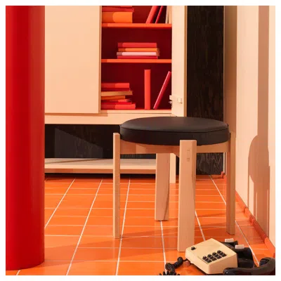 Ikea Holmsjö Stool, Beech/jonsbyn Black, Depth: 18 1/8 "