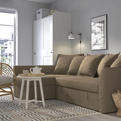 Ikea Holmsund Sleeper Sectional, 3-seat, Kilanda Gray-brown, Height Including Back Cushions: 37 3/4 "