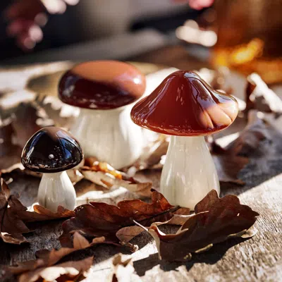 Ikea Höstagille Decoration, Set Of 3, Mushroom In Brown