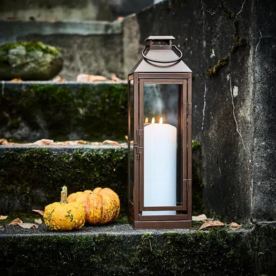 Ikea Höstagille Lantern For Pillar Candle, In/out, Copper Color, 17 "
