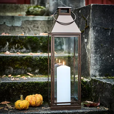 Ikea Höstagille Lantern For Pillar Candle, In/out, Copper Color, 23 "