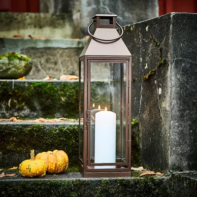 Ikea Höstagille Lantern For Pillar Candle, In/out, Copper Color, 27 ½ "