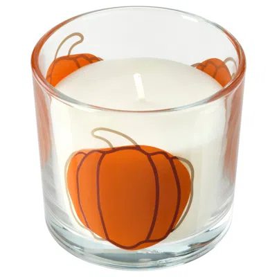 Ikea Höstagille Scented Candle In Glass, Spiced Pumpkin Clear Glass/orange, 20 Hr