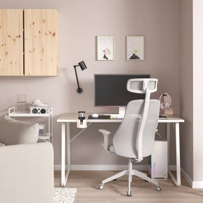 Ikea Huvudspelare / Matchspel Gaming Desk And Chair, Beige/light Gray
