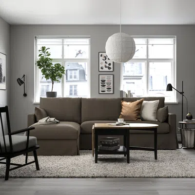 Ikea Hyltarp Sofa With Chaise, Left, Gransel Gray-brown, Height Including Back Cushions: 35 7/8 "