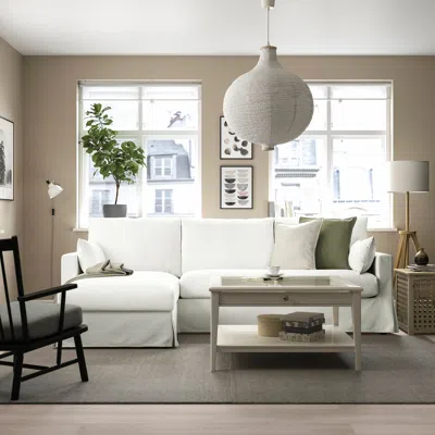 Ikea Hyltarp Sofa With Chaise, Left, Hallarp White, Height Including Back Cushions: 35 7/8 "