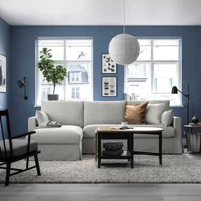 Ikea Hyltarp Sofa With Chaise, Left, Tallmyra White/black, Height Including Back Cushions: 35 7/8 "