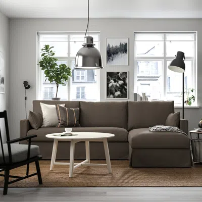 Ikea Hyltarp Sofa With Chaise, Right, Gransel Gray-brown, Height Including Back Cushions: 35 7/8 "