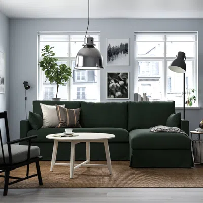 Ikea Hyltarp Sofa With Chaise, Right, Tallmyra Dark Green, Height Including Back Cushions: 35 7/8 "