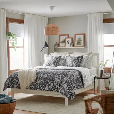 Ikea Idalinnea Comforter Set, White/gray, Full/queen