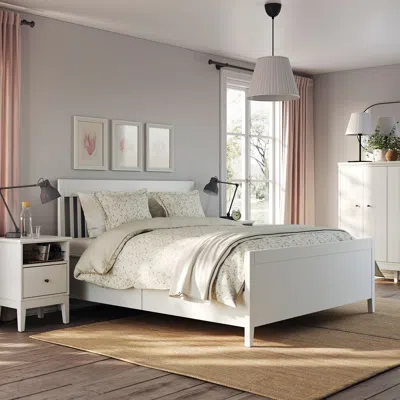 Ikea Idanäs Bed Frame With Storage, White, Queen