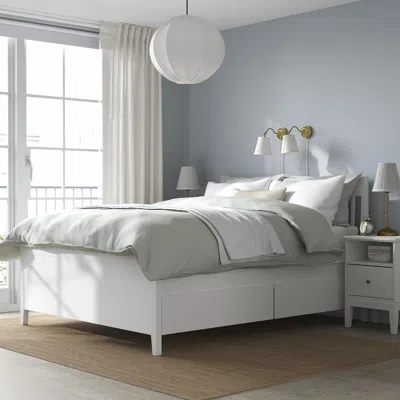 Ikea Idanäs Bed Frame With Storage, White, Queen