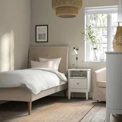 Ikea Idanäs Upholstered Bed Frame, Naggen Beige, Twin