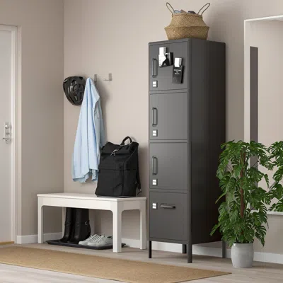 Ikea Idåsen High Cabinet With Drawer And Doors, Dark Gray, 17 3/4x67 3/4 " In Black