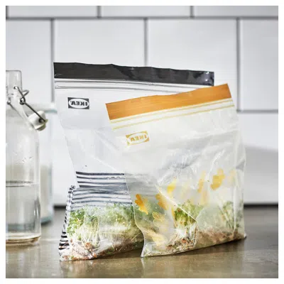 Ikea Istad Resealable Bag, Patterned Black/yellow, 3/1 Qt