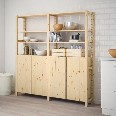 Ikea Ivar 2 Section Shelving Unit W/cabinet, Pine, 68 1/2x11 3/4x70 1/2 "