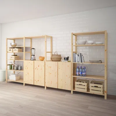 Ikea Ivar 4 Section Shelving Unit, Pine, 135 3/8x19 5/8x70 1/2 "