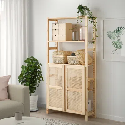 Ikea Ivar Shelf Unit With Doors, With 2 Doors/pine, 35x11 3/4x70 1/2 "