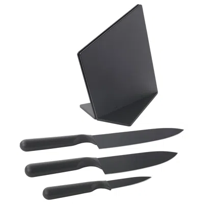 Ikea Jämföra Knife Block With 3 Knives, Black, Length: 11 "