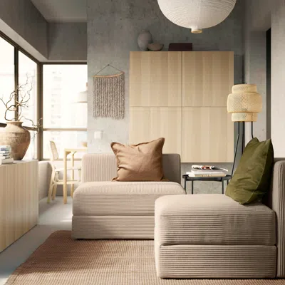 Ikea Jättebo 1.5-seat Module With Storage, Samsala Gray-beige, Width: 37 3/8 " In Neutral