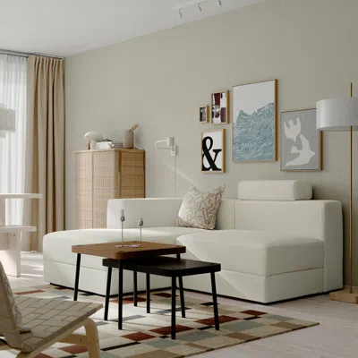Ikea Jättebo 2.5-seat Mod Sofa With Chaise, Left With Headrest/axvall Off-white, Width: 74 3/4 "