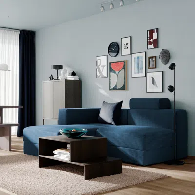 Ikea Jättebo 2.5-seat Mod Sofa With Chaise, Left With Headrest/samsala Dark Blue, Width: 74 3/4 "