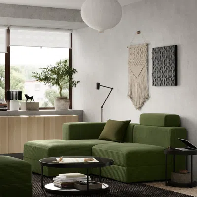 Ikea Jättebo 2.5-seat Mod Sofa With Chaise, Left With Headrest/samsala Dark Yellow-green, Width: 74 3/4 "