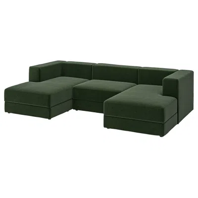 Ikea Jättebo 3.5-seat Mod Sofa With Chaise, Armrests Johanneshov/dark Green, Width: 112 1/4 "