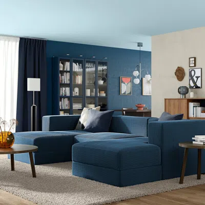Ikea Jättebo 3.5-seat Mod Sofa With Chaise, Armrests Samsala/dark Blue, Width: 112 1/4 "