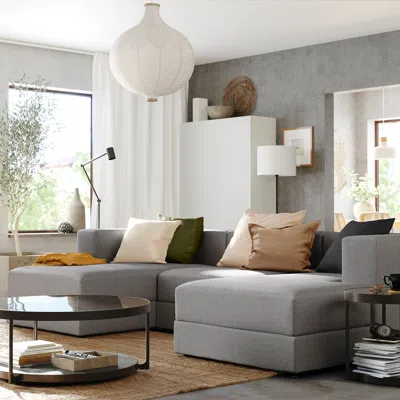 Ikea Jättebo 3.5-seat Mod Sofa With Chaise, Armrests/tonerud Gray, Width: 112 1/4 "