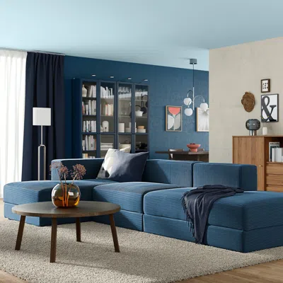 Ikea Jättebo 3.5-seat Mod Sofa With Chaise, Samsala Dark Blue, Width: 127 1/2 "
