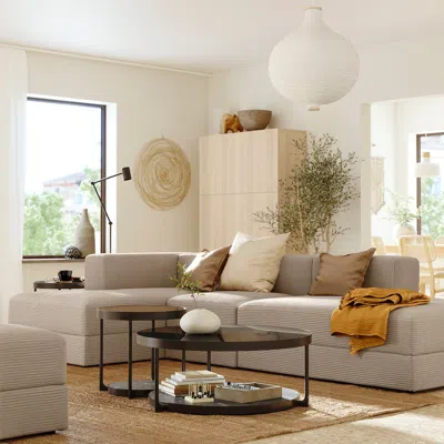 Ikea Jättebo 3.5-seat Mod Sofa With Chaise, Samsala Gray-beige, Width: 127 1/2 "
