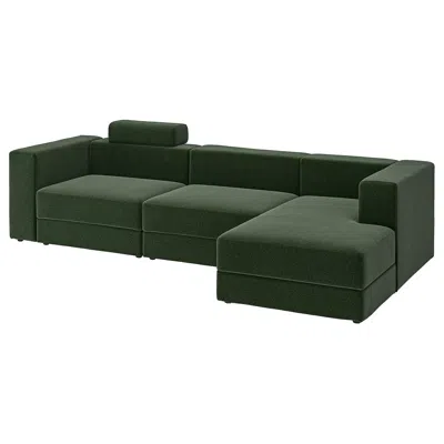 Ikea Jättebo 4-seat Mod Sofa With Chaise, Right With Headrest/johanneshov Dark Green, Width: 122 "