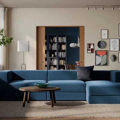 Ikea Jättebo 4-seat Mod Sofa With Chaise, Right/samsala Dark Blue, Width: 122 "