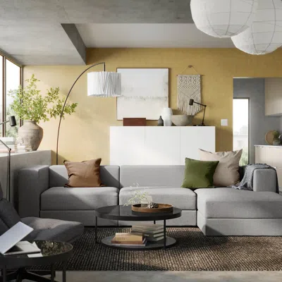 Ikea Jättebo 4-seat Mod Sofa With Chaise, Right/tonerud Gray, Width: 122 "